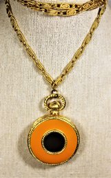 MCM Gold Tone Enamel Perfume Locket Pendant Necklace Azuroe