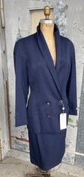 NOS- Vintage Double Breasted Power Suit By Alma- Made In Italy Size 44- US 8