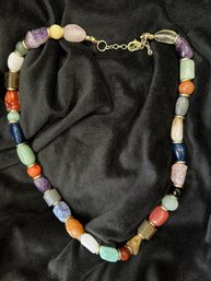 Beautiful Multi Stone 25 In Necklace Jade, Amethyst And More