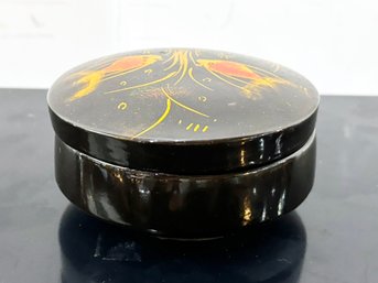 A Hand Painted Chinese Ring, Or Jewelry Box