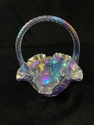 Fenton Purple Opalescent Ruffled Basket