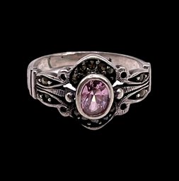 Vintage Sterling Silver Ring With Light Amethyst Color, Size 5