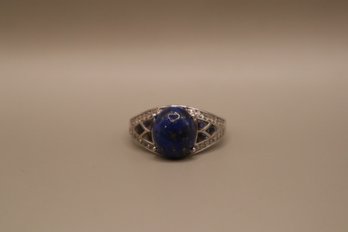 925 Sterling Silver With Lapis And Abalone Ring Size 11