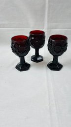 Avon Cape Cod Collection Ruby Red Mini Wine Glass Set Of 3