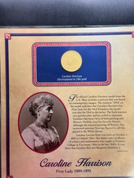 First Lady Caroline Harrison Medal Electroplated In 24kt Gold