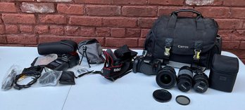 Very Nice Canon Lot Including Canon EOS Rebel T3I Camera, EX Sigma Lens, Canon Lens And More!