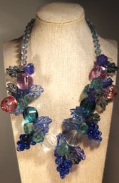 1980s Large Plastic Fruit Necklace Multi Colored 18' Long