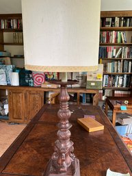 Vintage Lamp With Fabric Shade Ceramic