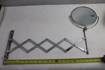 Vintage Retractable Mirror Unused Stock  Some Metal Discoloration Near Bracket