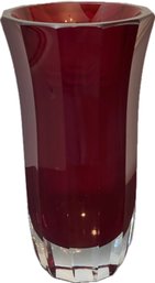 Heavy Ruby Red Glass Vase By Block