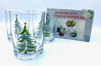 Trio Of Christmas Tree Double Old Fashioned Glasses