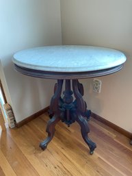 Antique Oval  Marble Top Side Table.