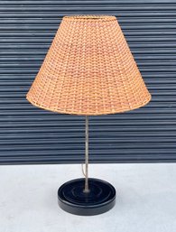 Vintage Wicker/Rattan Shade Table Lamp