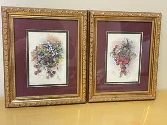 Pair Of Framed Floral Decorative Prints