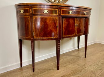Hickory White Mahogany Bow Front Sideboard With Marquetry Inlaid