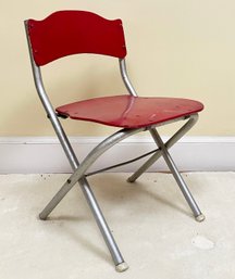 A Vintage Wood And Chrome Child's Chair