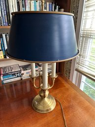 Brass Lamp With Blue Shade