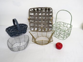 A Variety Of Decorative Baskets & Serving Items In Wood & Metal