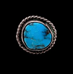 Vintage Native American Sterling Silver And Turquoise Ring, Size 4