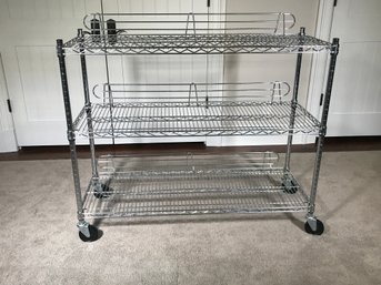 Like New NSF Wire METRO Rack With Wheels - Each Shelf Has Backsplash - 40' X 47-1/2' - Like New Condition