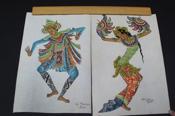 Amazing Pair Of Wj Senter Signed Scrolls From Bali