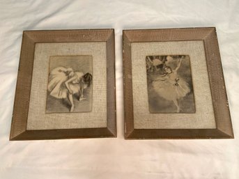 Pair Of Vintage Framed Edgar Degas Ballerina Prints 9x10