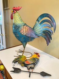 A Pair Of Metal Tin Decorative Roosters
