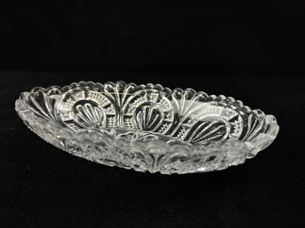 Vintage Cut Glass Oval Relish Dish