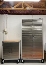Seville Classics Metal Storage System On Casters - Lockable Doors