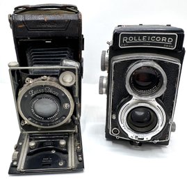 2 Vintage 6x6 Cameras: Zeiss Icon Conpur & Rolleicord Rolli With Synchro-conpur Lens, Germany
