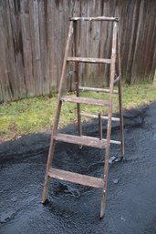 Five Foot Vintage Wooden Step Ladder