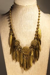 Signed Carlo Zini Gilt Brass Necklace 'dream Catcher' Design