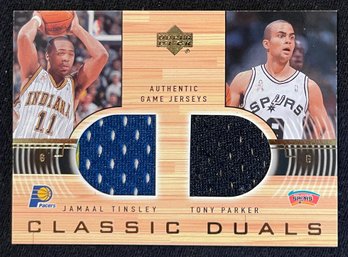 2002 Upper Deck Classic Duals Tony Parker And Jamal Tinsley Dual Game Used Jersey Relic