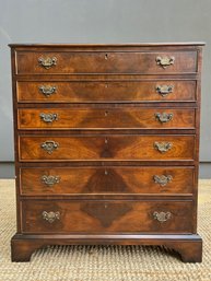 Sarreid Secretary Burled Mahogany Chest With 7 Drawers And Leather Fold Out