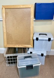 Like New Peg Board And Plastic Filing Cubes