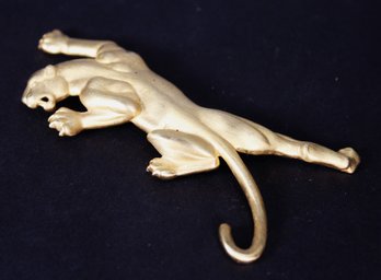 1980s JJ Gold Tone Large Jaguar Brooch Dated 1988