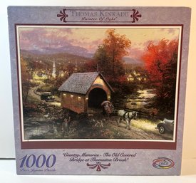 Thomas Kinkade Country Memories - The Old Covered Bridge At Thomaston Brook 1000 Piece Puzzle - BRAND NEW!