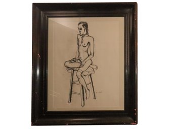 Large Nude Drawing Artwork Signed By The Artist