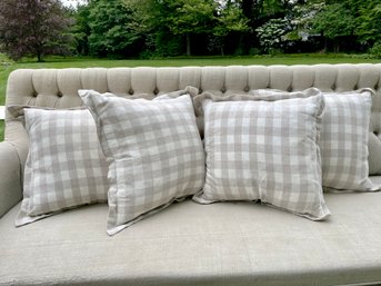A Set Of 4 French Linen - Gingham - 20' Sq Pillows - Sharply Tailored