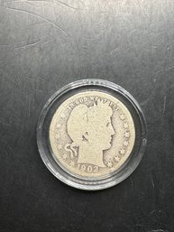 1902 Barber Silver Quarter