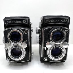 2 Vintage 6x6 80 MM Cameras: Yashica D & Yashica 635 Twin Lens, Japan