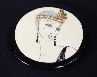 Erte Circular Brooch Artisan Dated 1991