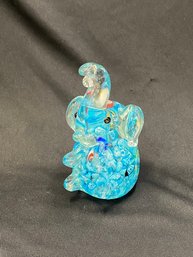 Vintage Multicolor Art Glass Elephant Paperweight