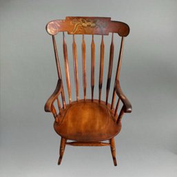 Beautiful Vintage Hitchcock Furniture Hand Stenciled Autumnal Rocking Chair