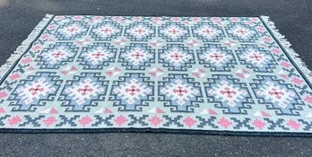 Wool Blend Area Rug - Pink And Grey