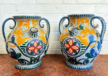 A Pair Of Vintage Italian Majolica Vases