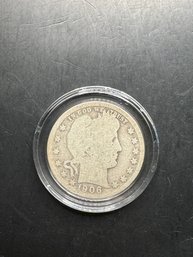 1906 Barber Silver Quarter