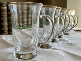 Vintage Footed Irish Coffee Mug Set & Authentic Irish Linen Tea Towel