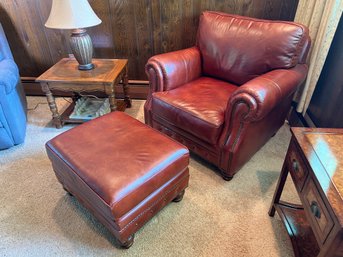 Exceptional Craftmaster Leather Chair With Ottoman