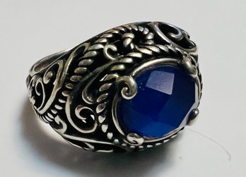 SOUTHWESTERN DESIGNER CAROLYN POLLACK STERLING SILVER BLUE LAPIS DOUBLET RING